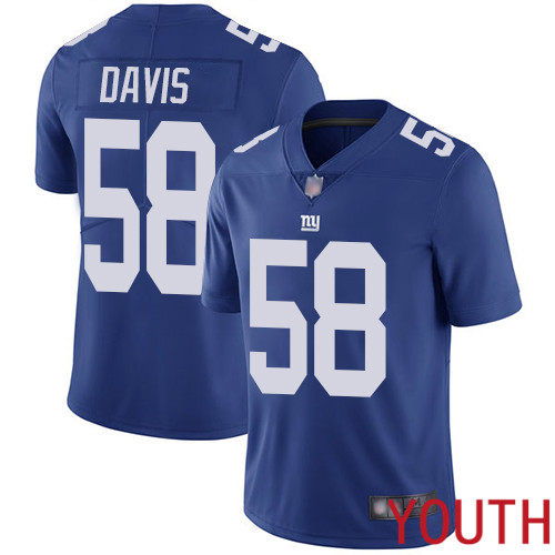 Youth New York Giants #58 Tae Davis Royal Blue Team Color Vapor Untouchable Limited Player Football NFL Jersey->youth nfl jersey->Youth Jersey